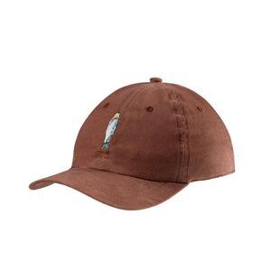 Brown Corduroy Cap with fish Embroidery